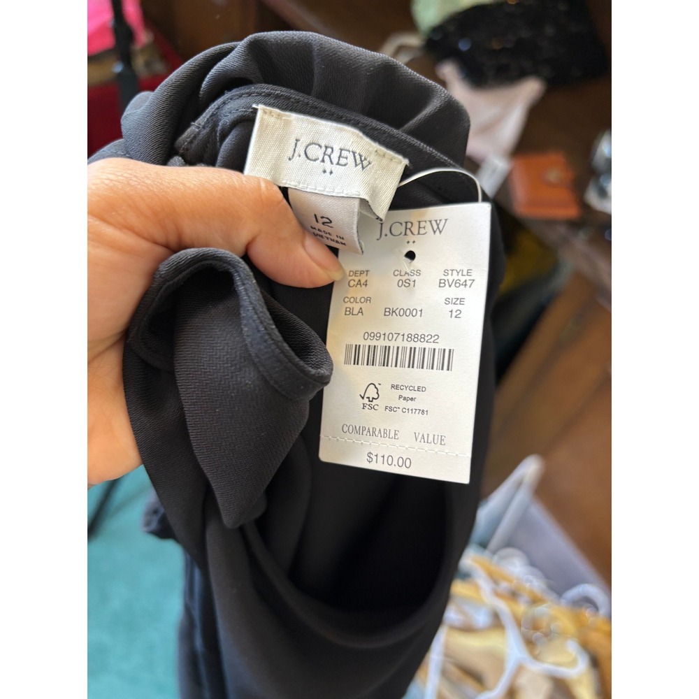 J Crew Short Sleeve Midi Slip Dress 12 Minimali Cocktail Career Quiet Luxury NWT - Picture 10 of 10